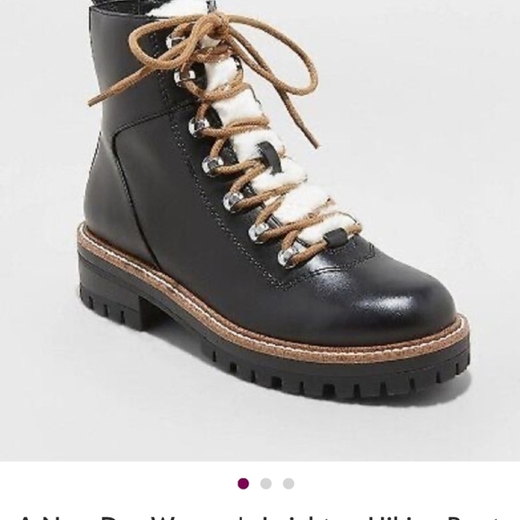 A New Day Black and Brown Faux Fur Winter  Boot "Leighton" Lace Up Size 8 NWT - Picture 3 of 4